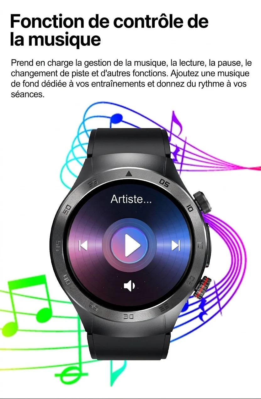 Montre connectée E800 avec écran AMOLED, ECG, thérapie laser et appels Bluetooth