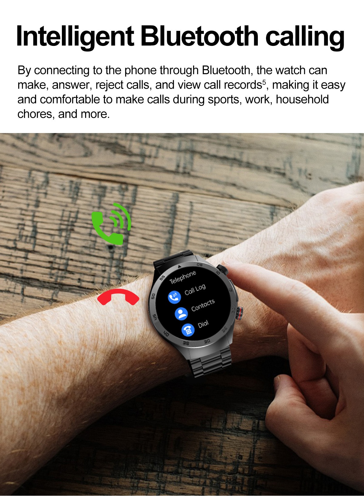 E800 Smart Watch with AMOLED Screen, ECG, Laser Therapy & Bluetooth Calling
