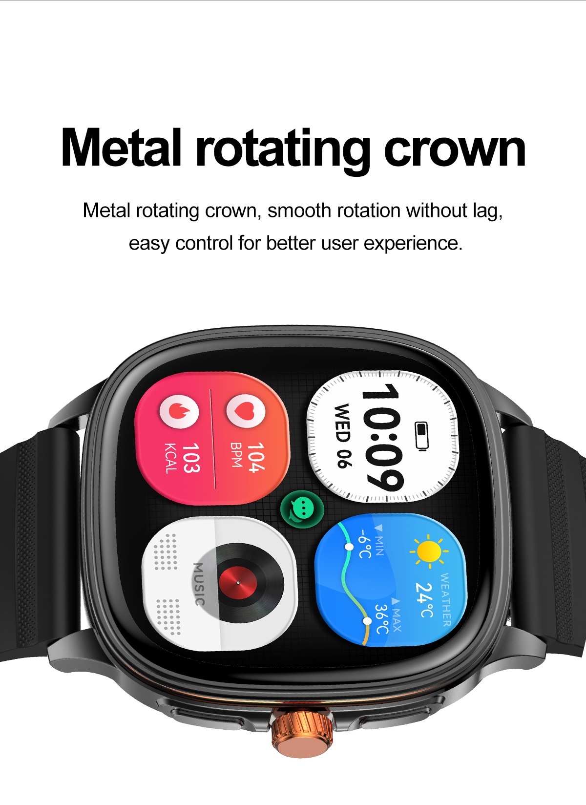HK73 Smart Watch with Square AMOLED Display & Bluetooth Calling