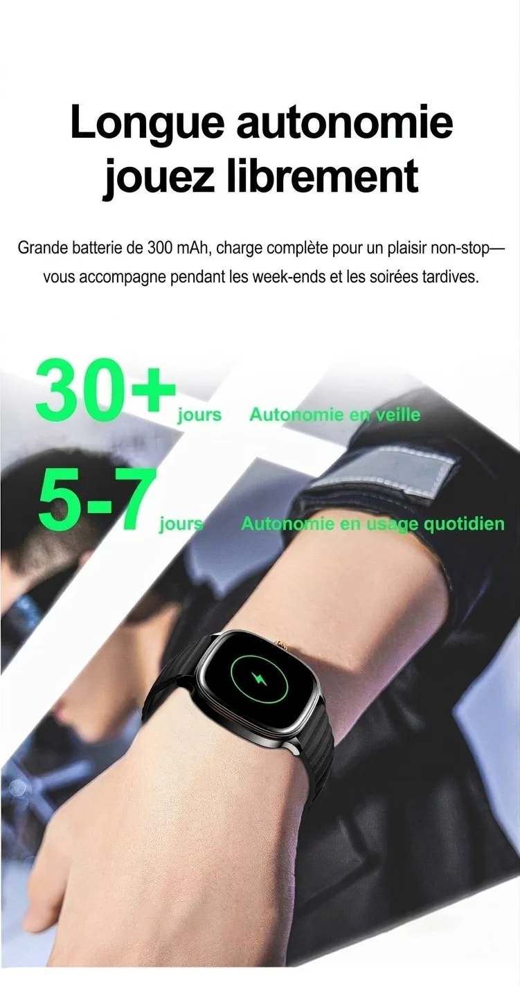 Montre connectée HK73 avec écran AMOLED carré et appels Bluetooth