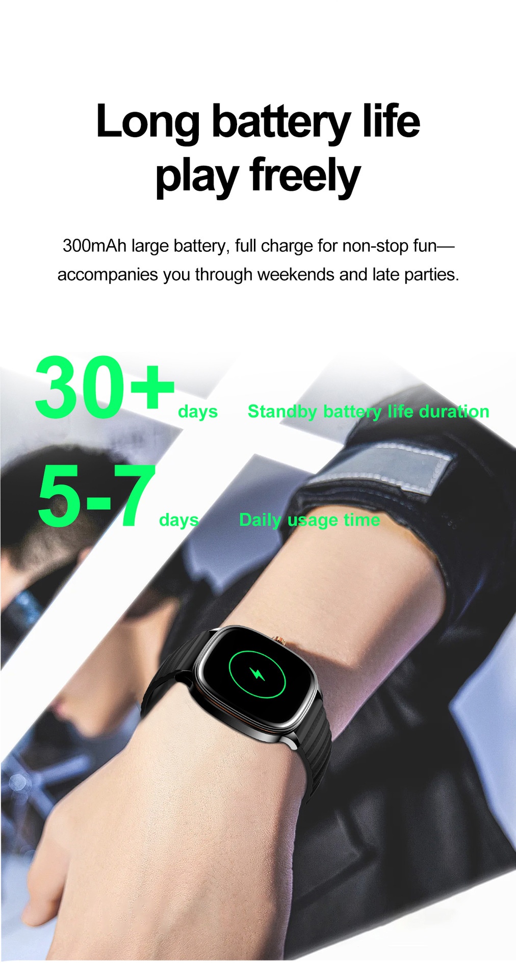 HK73 Smart Watch with Square AMOLED Display & Bluetooth Calling