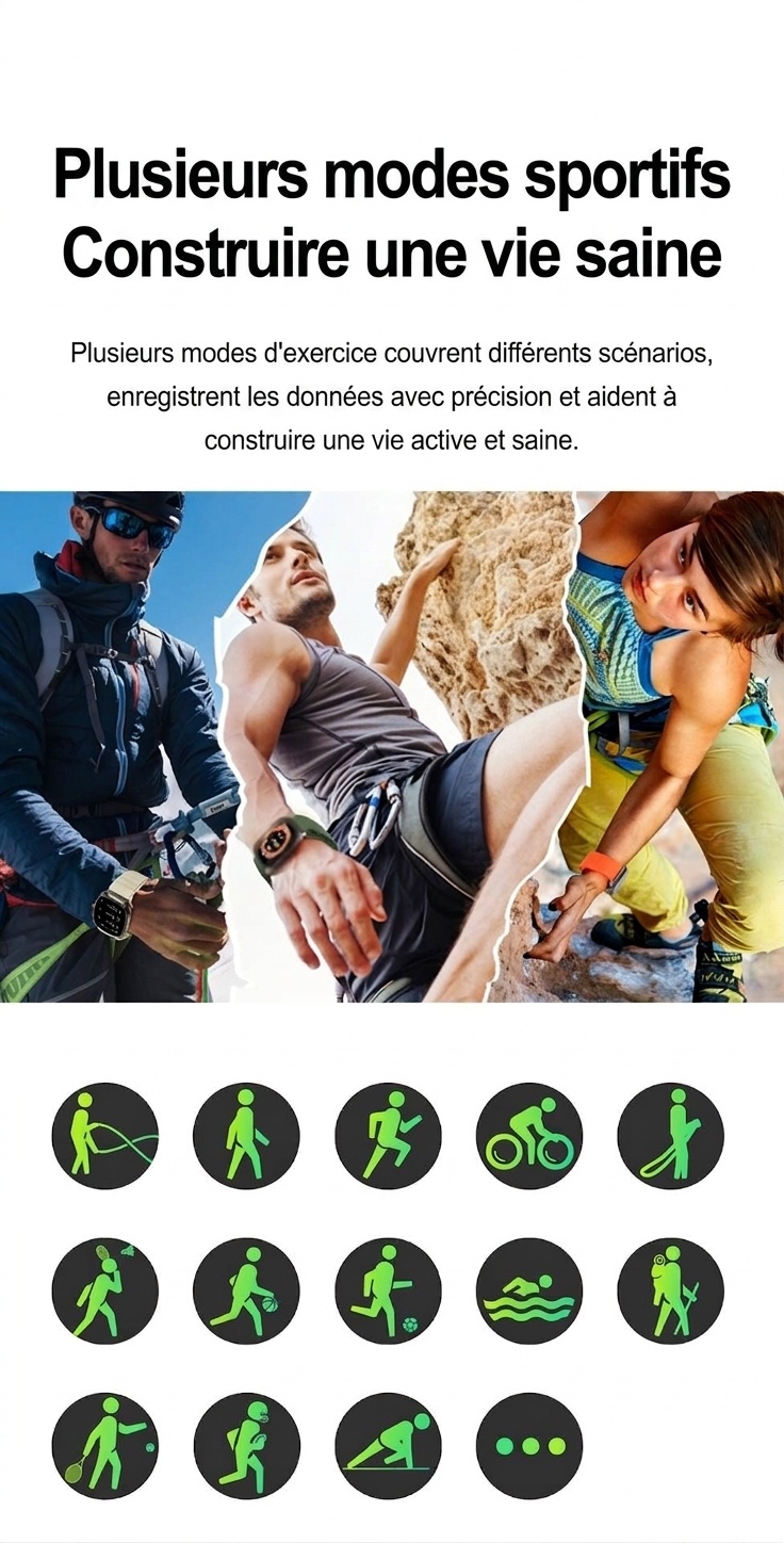 Montre connectée HK73 avec écran AMOLED carré et appels Bluetooth