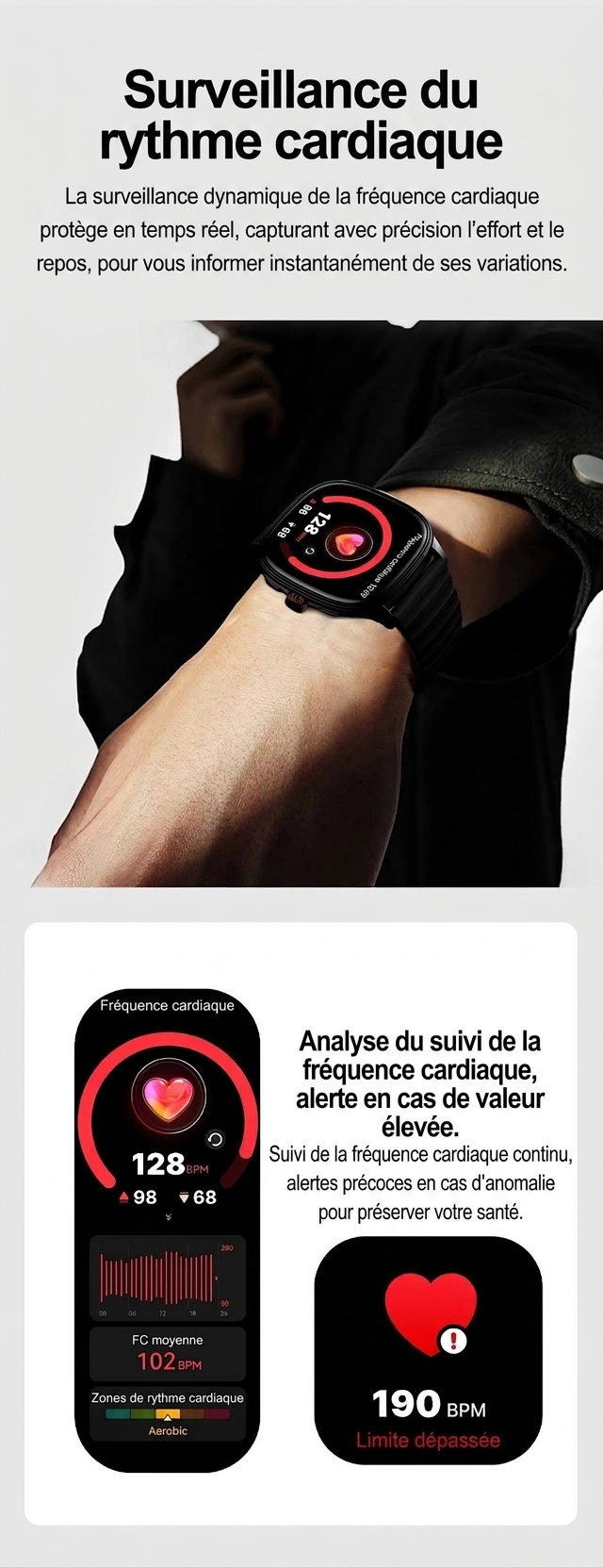 Montre connectée HK73 avec écran AMOLED carré et appels Bluetooth