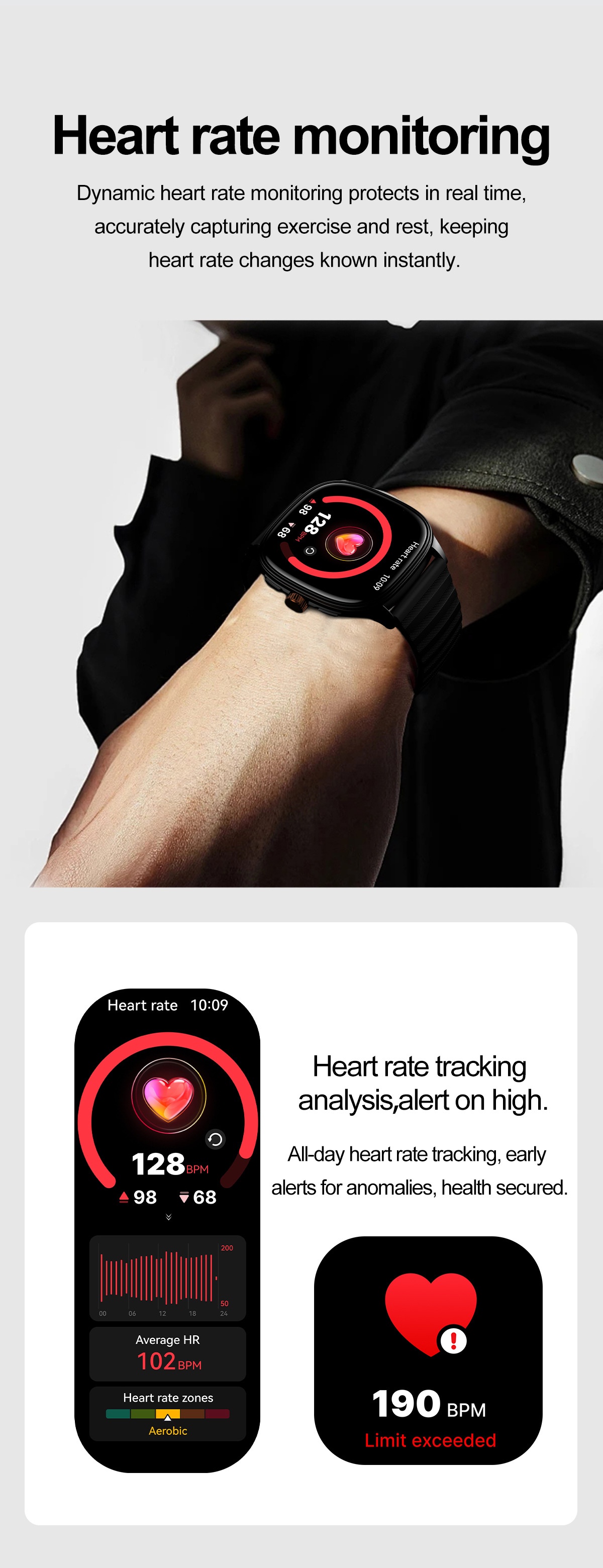 HK73 Smart Watch with Square AMOLED Display & Bluetooth Calling