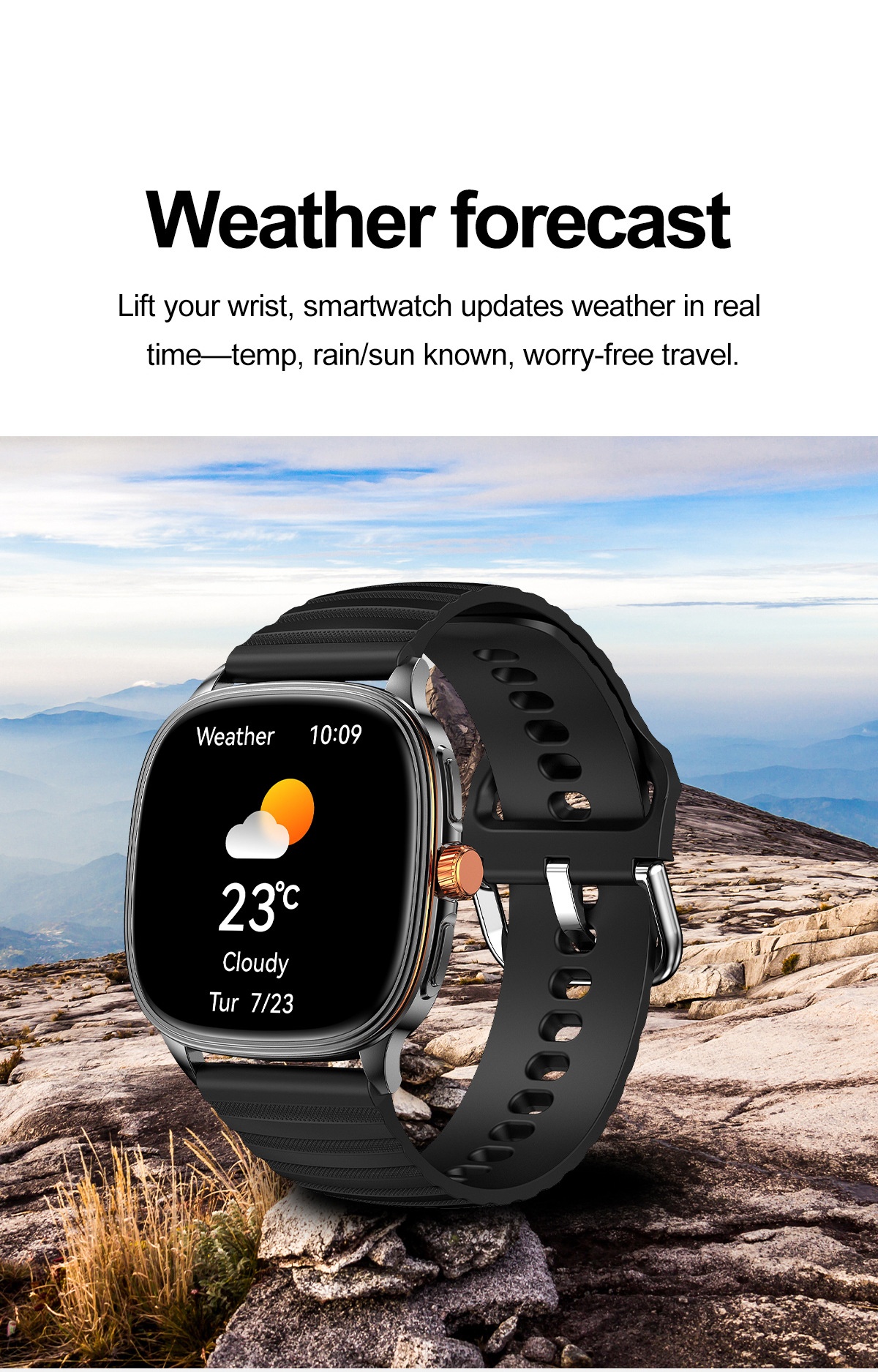 HK73 Smart Watch with Square AMOLED Display & Bluetooth Calling