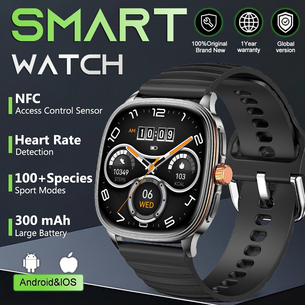 HK73 Smart Watch with Square AMOLED Display & Bluetooth Calling