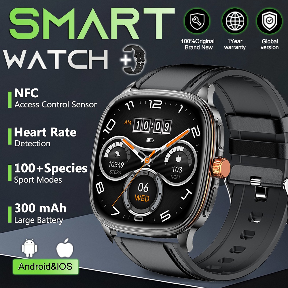 HK73 Smart Watch with Square AMOLED Display & Bluetooth Calling