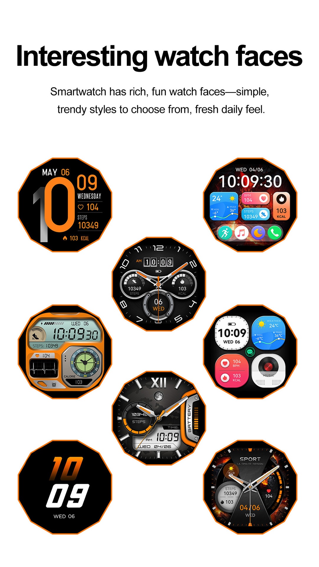 HK73 Smart Watch with Square AMOLED Display & Bluetooth Calling