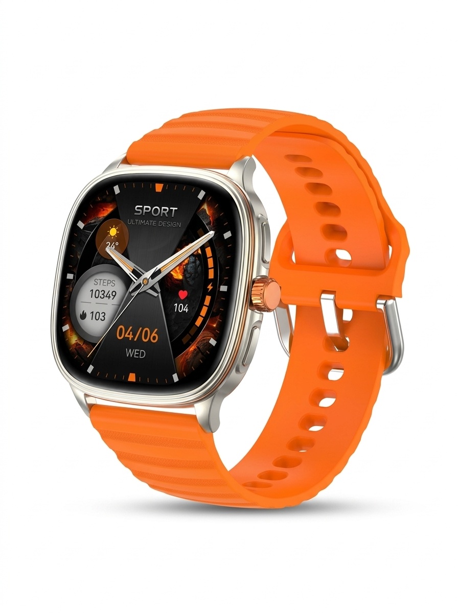 HK73 Smart Watch with Square AMOLED Display & Bluetooth Calling
