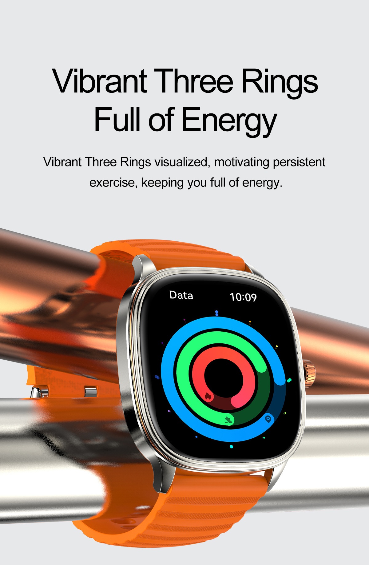 HK73 Smart Watch with Square AMOLED Display & Bluetooth Calling
