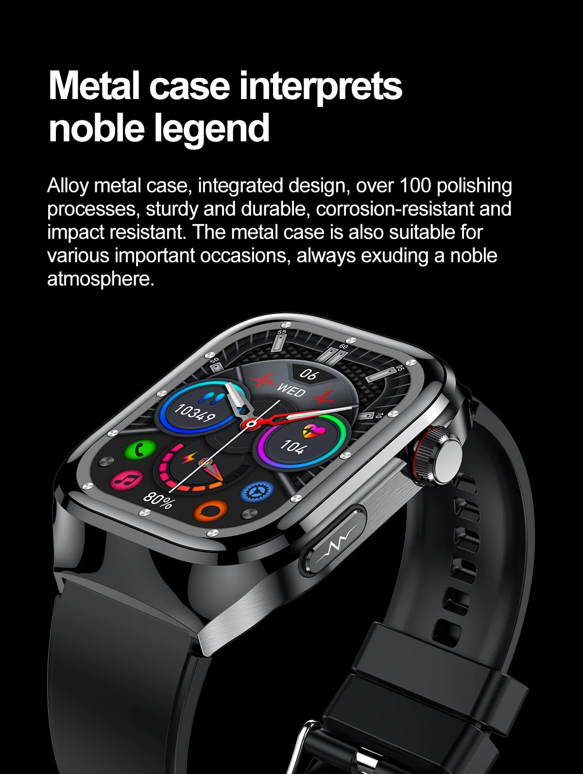 TK16 Smart Watch with Square AMOLED Display, ECG & Bluetooth Calling