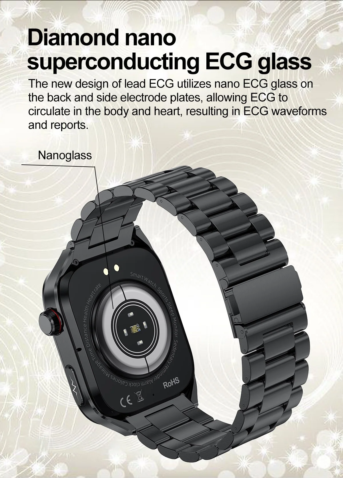 TK16 Smart Watch with Square AMOLED Display, ECG & Bluetooth Calling