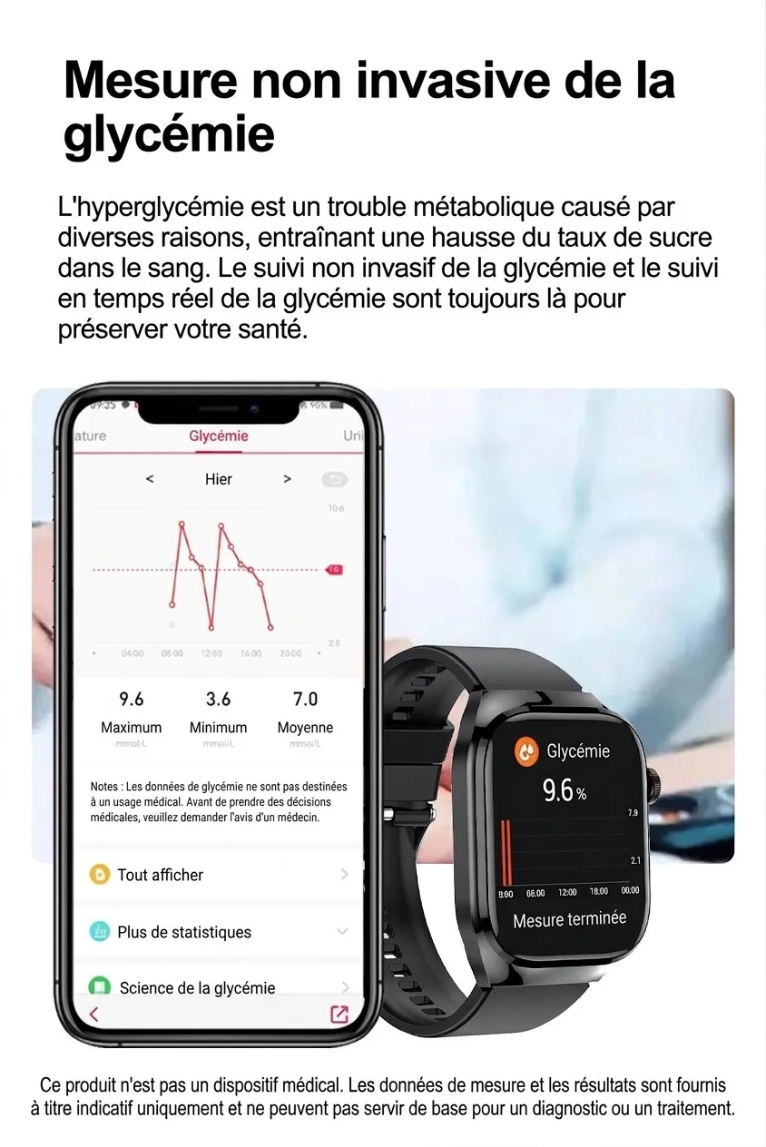 Montre connectée TK16 avec écran AMOLED carré, ECG et appels Bluetooth