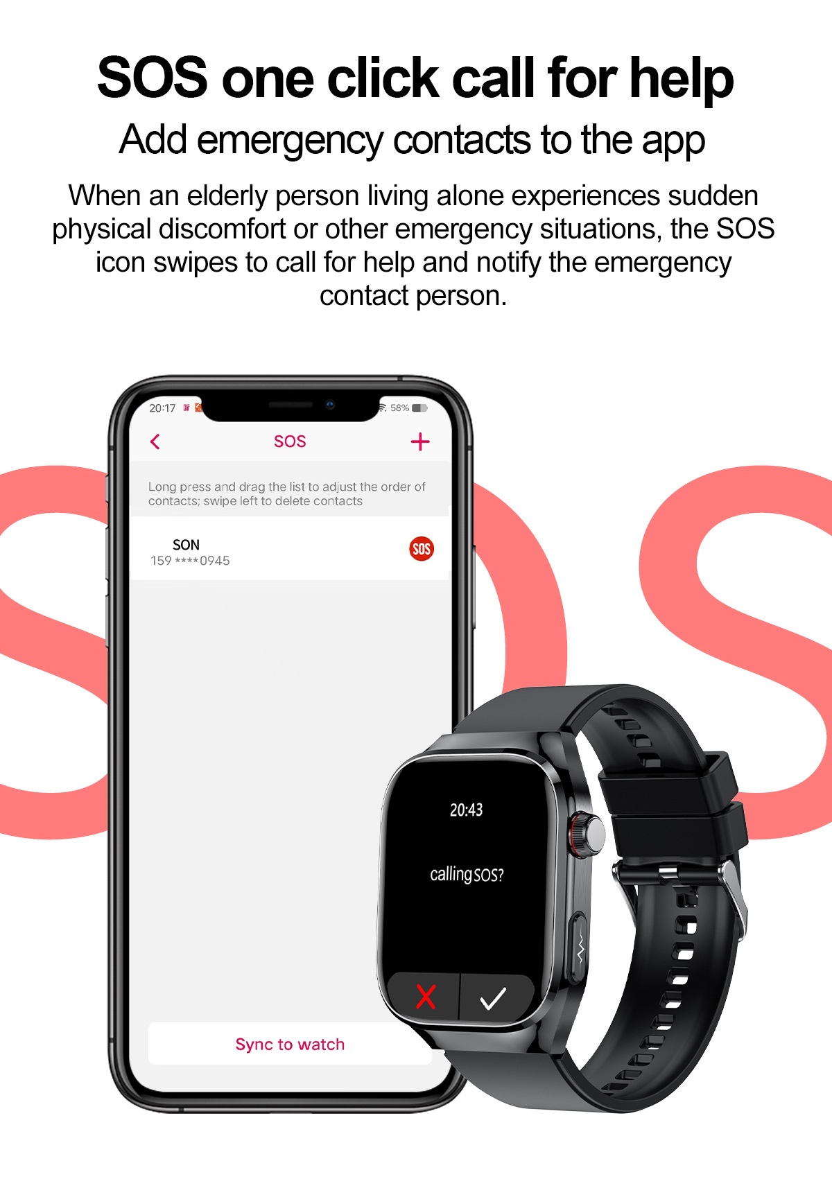 TK16 Smart Watch with Square AMOLED Display, ECG & Bluetooth Calling