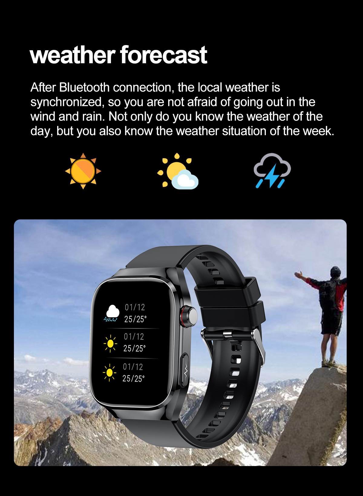 TK16 Smart Watch with Square AMOLED Display, ECG & Bluetooth Calling