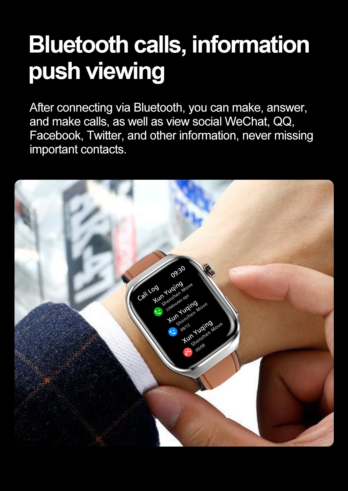 TK16 Smart Watch with Square AMOLED Display, ECG & Bluetooth Calling