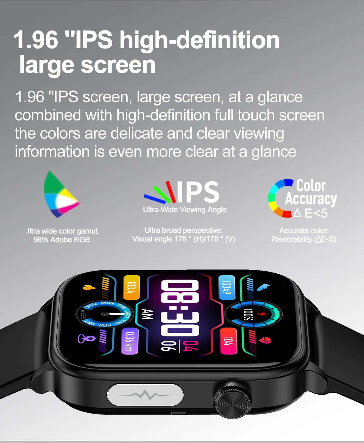 Smart Health Watch with Square IPS Screen, ECG & Bluetooth Calling