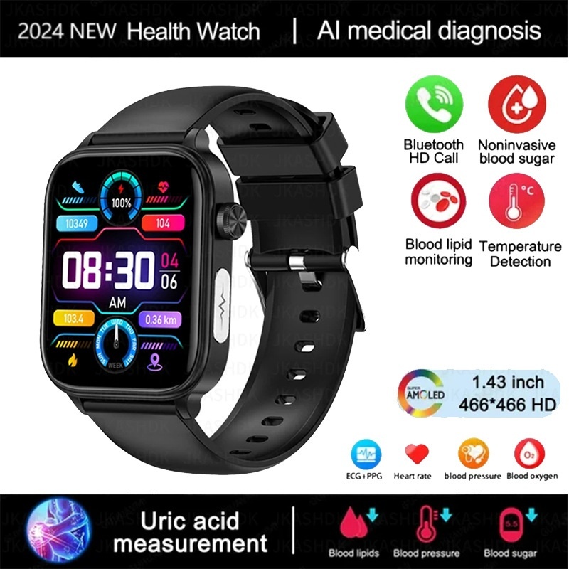 Smart Health Watch with Square IPS Screen, ECG & Bluetooth Calling