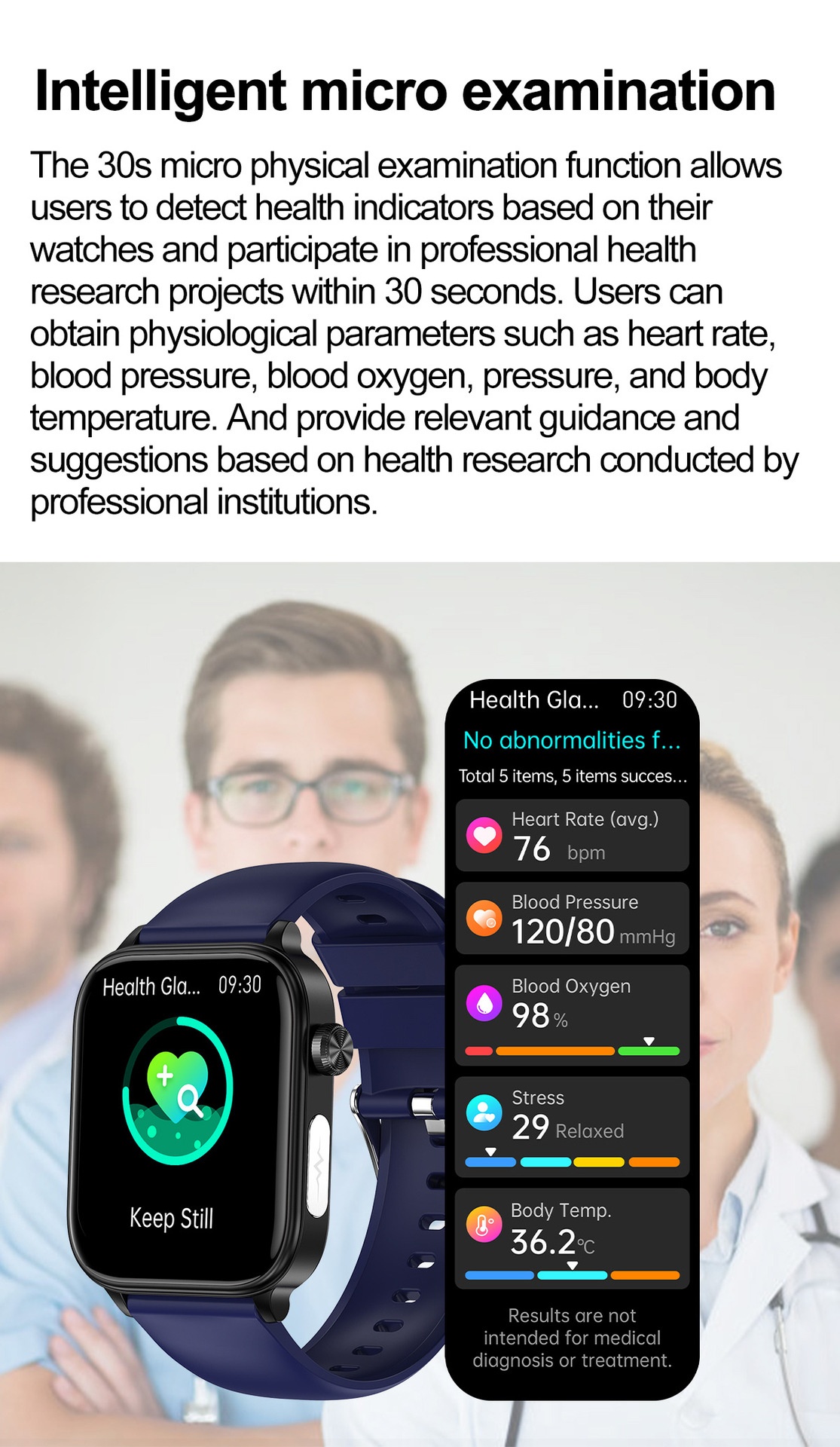 Smart Health Watch with Square IPS Screen, ECG & Bluetooth Calling