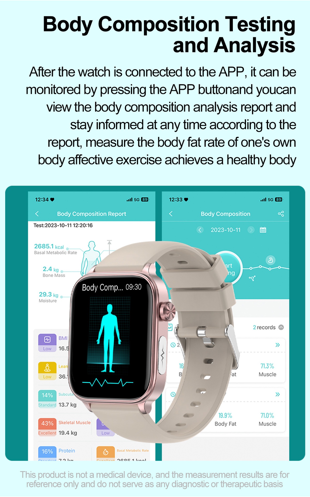 Smart Health Watch with Square IPS Screen, ECG & Bluetooth Calling