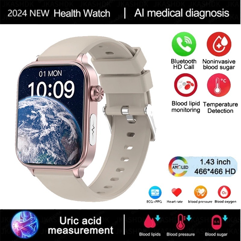 Smart Health Watch with Square IPS Screen, ECG & Bluetooth Calling