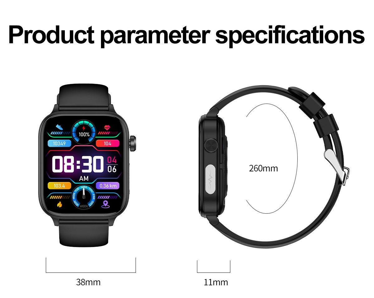 Smart Health Watch with Square IPS Screen, ECG & Bluetooth Calling