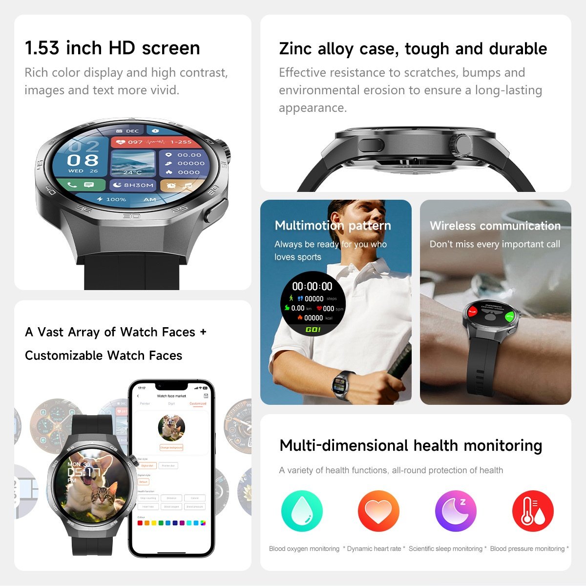 GT5 Pro Smart Watch with 1.53" Round HD Display & Bluetooth Calling