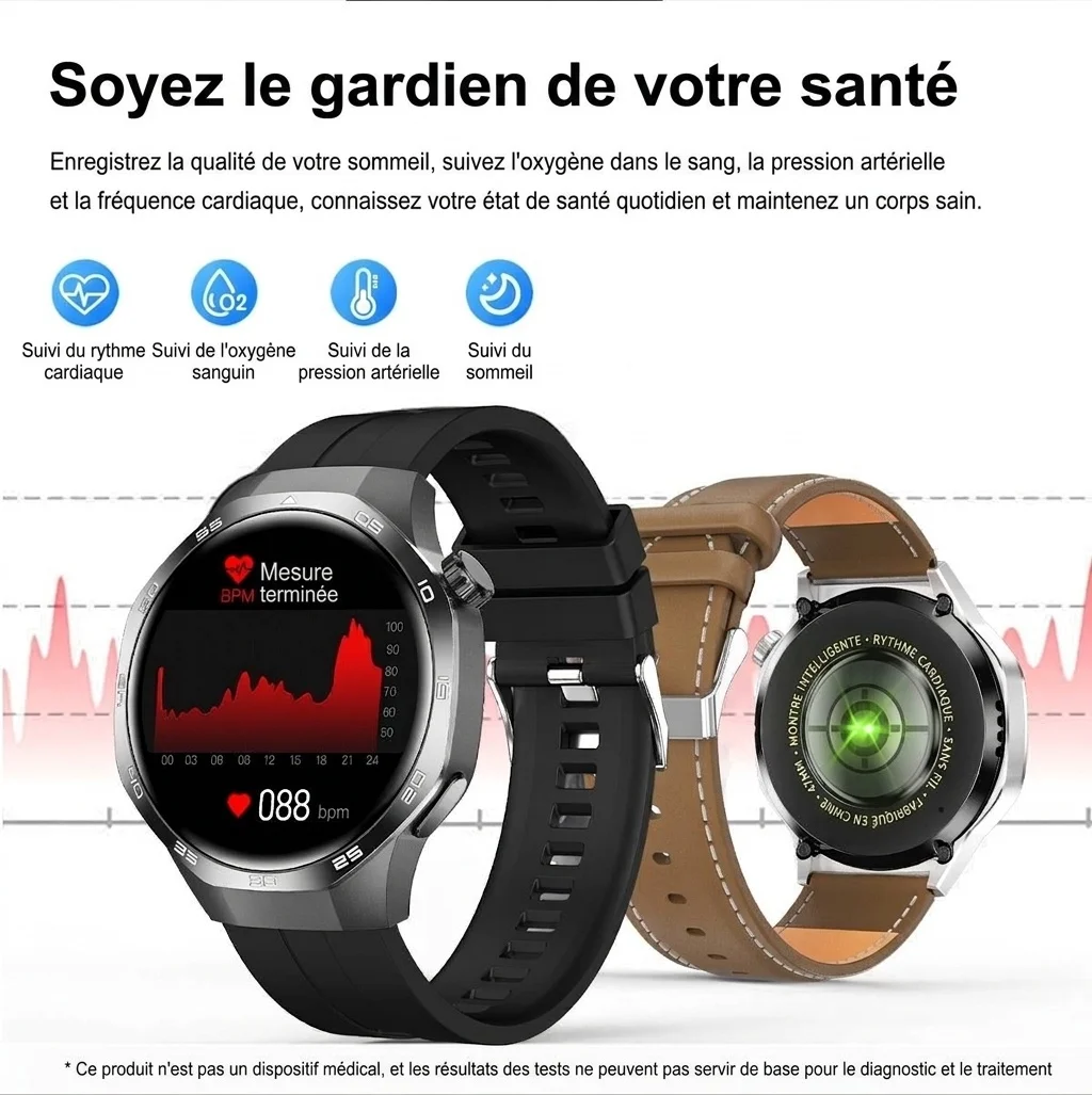 Montre connectée GT5 Pro avec écran rond HD de 1,53 pouce et appels Bluetooth