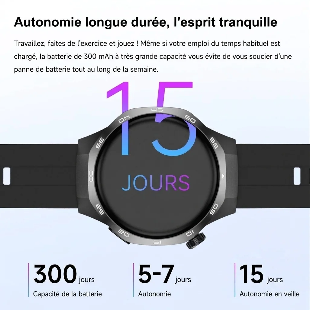 Montre connectée GT5 Pro avec écran rond HD de 1,53 pouce et appels Bluetooth