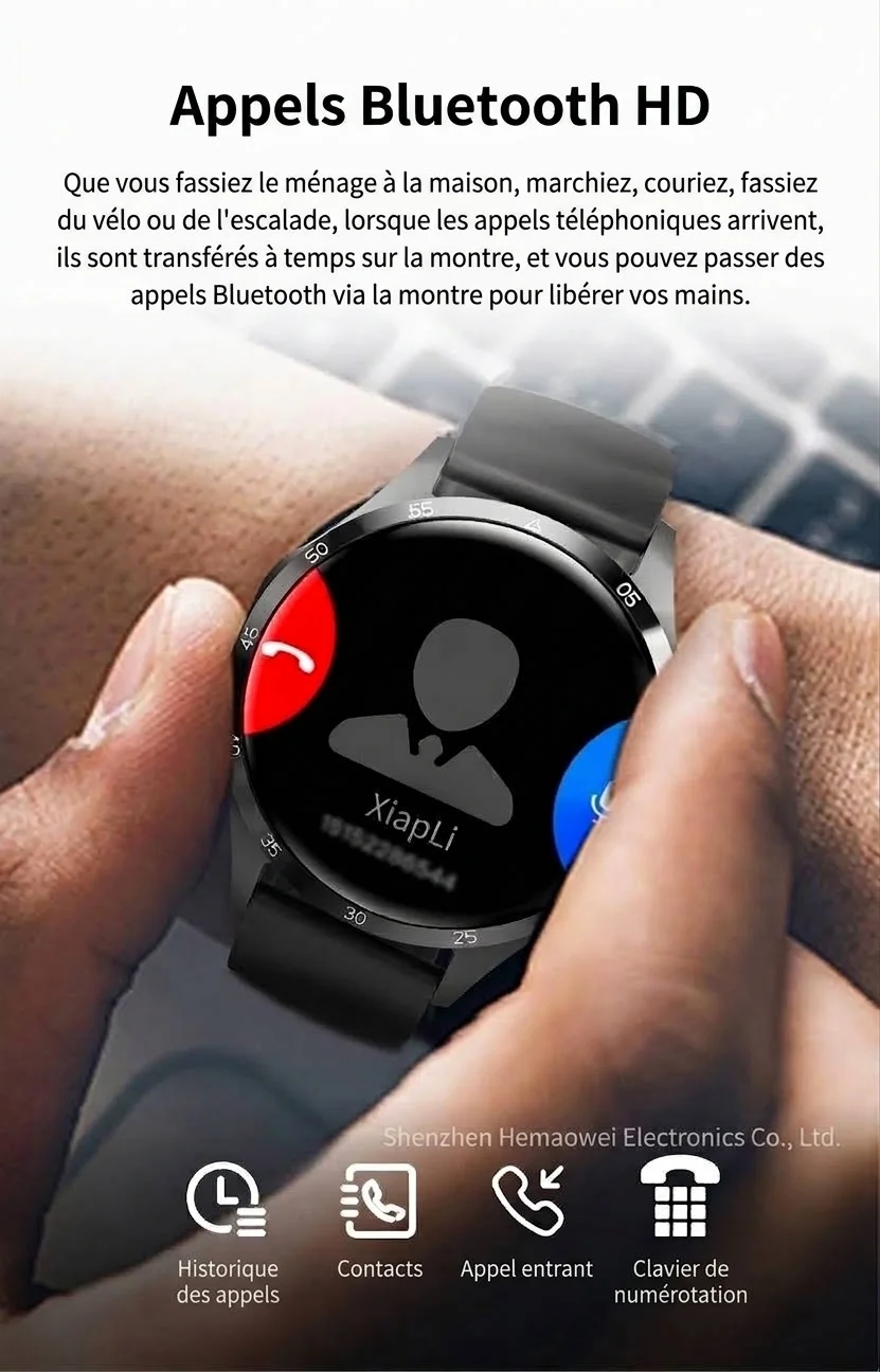 Montre connectée GT4 PRO+ avec écran AMOLED, GPS, NFC et appels Bluetooth