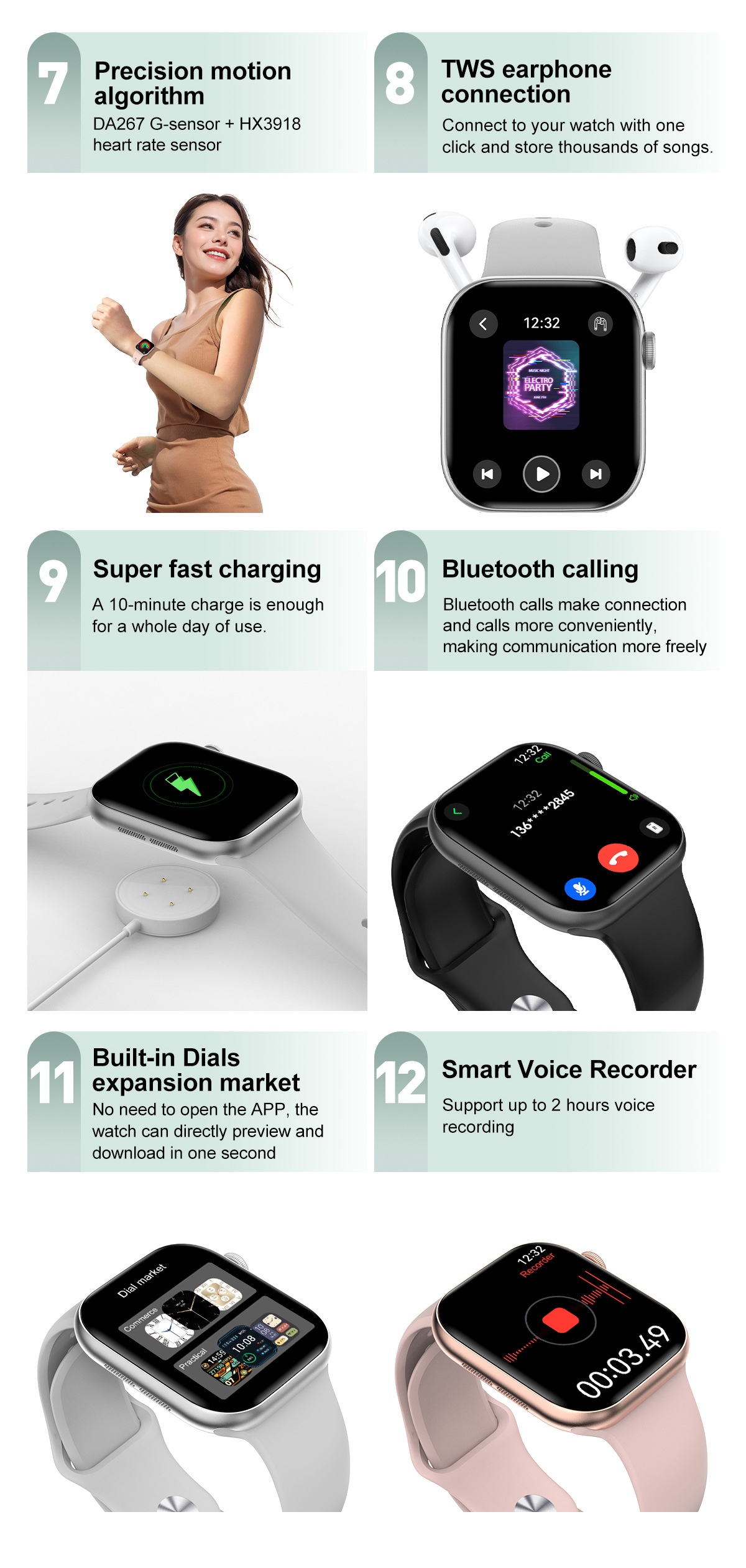 DT Watch 10 Smart Watch with 1.96" AMOLED Display, 16GB & Bluetooth Call