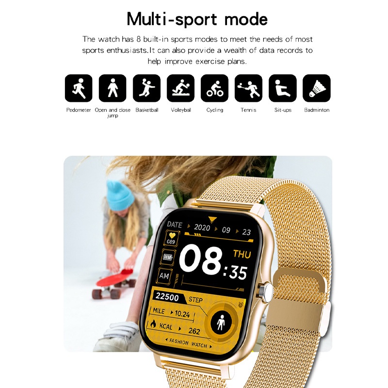 Smart Watch with Square HD Display, Bluetooth Calling & Fitness Tracker