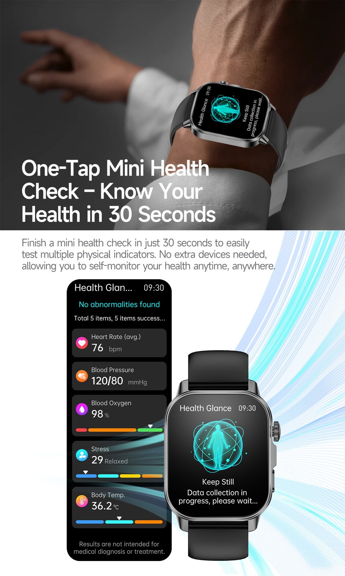 ET571 Health Smart Watch with Square Display, ECG & Bluetooth Calling