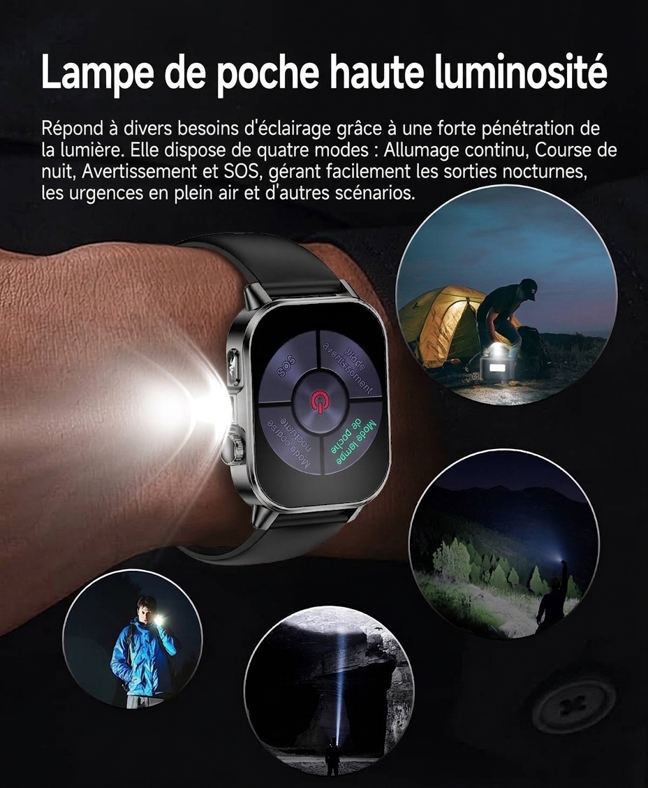 Montre connectée ET571 avec écran carré, ECG et appels Bluetooth