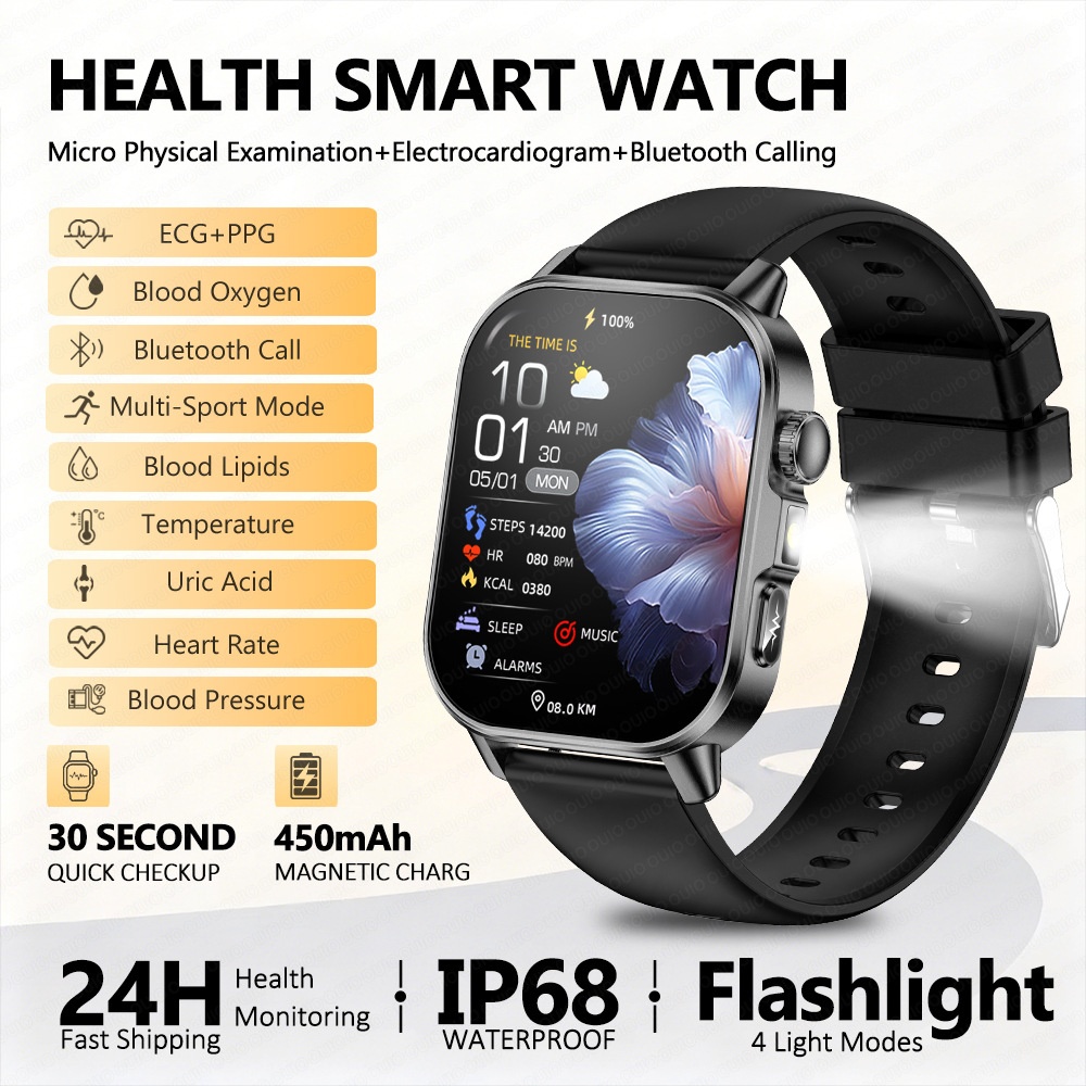 ET571 Health Smart Watch with Square Display, ECG & Bluetooth Calling