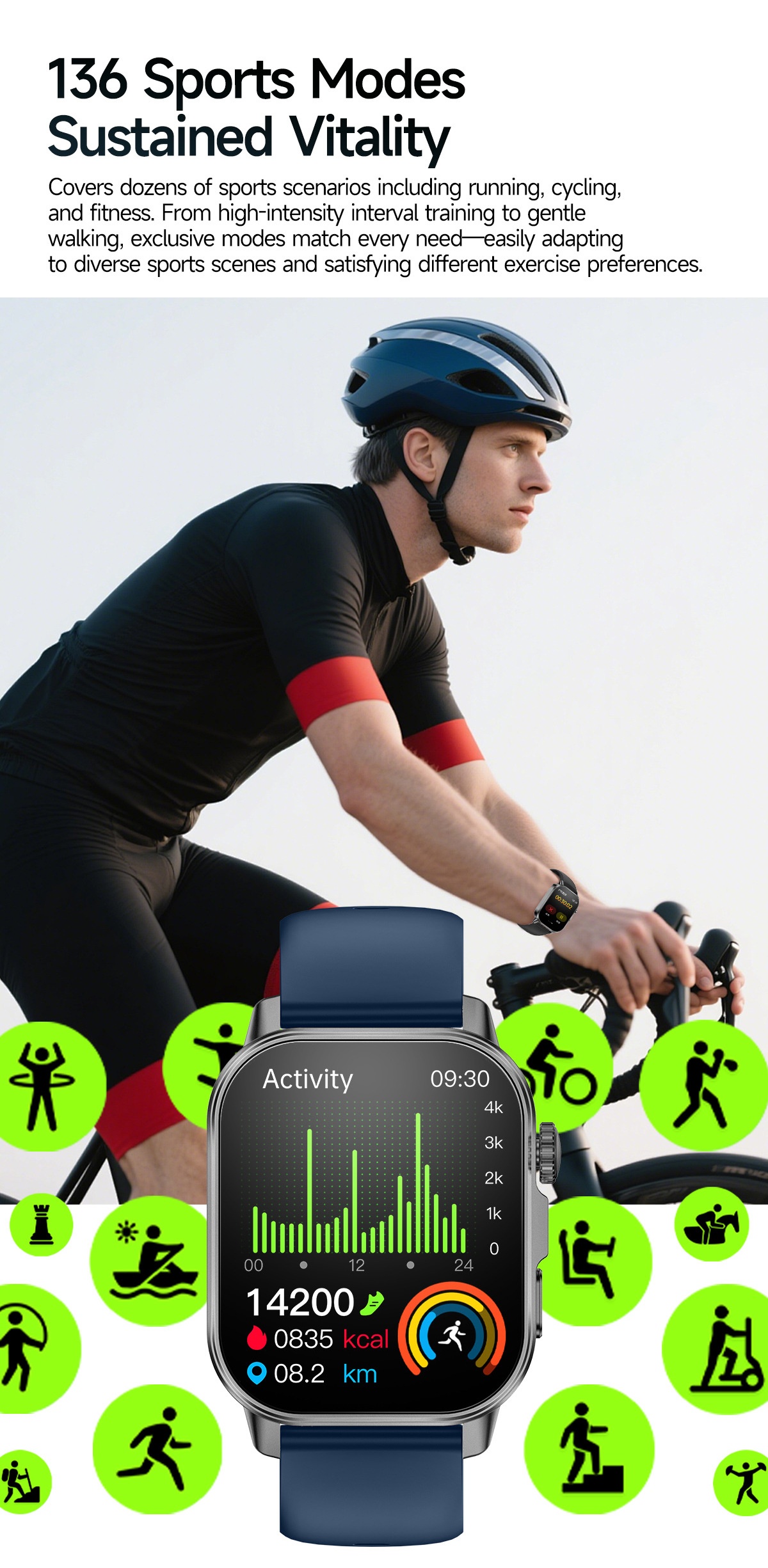 ET571 Health Smart Watch with Square Display, ECG & Bluetooth Calling