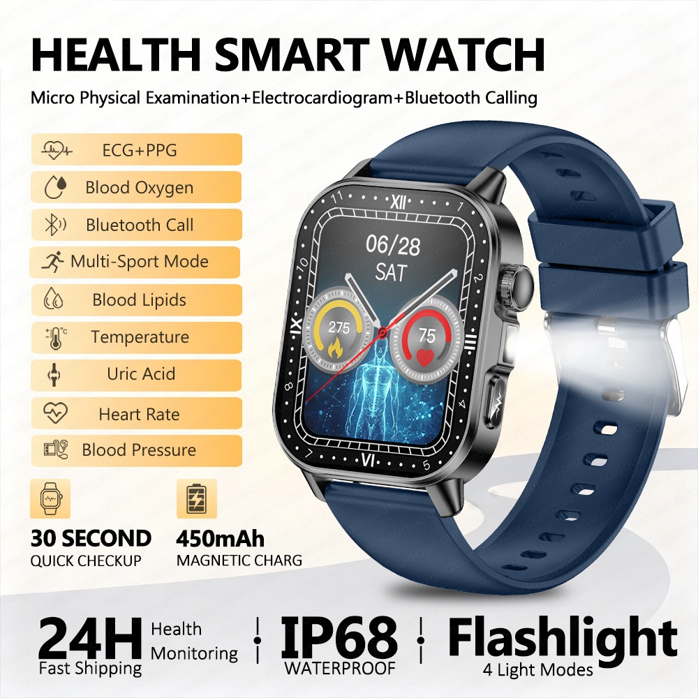 ET571 Health Smart Watch with Square Display, ECG & Bluetooth Calling
