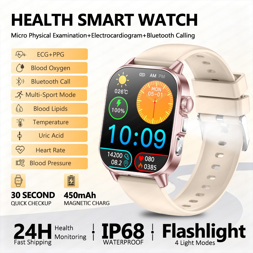 ET571 Health Smart Watch with Square Display, ECG & Bluetooth Calling