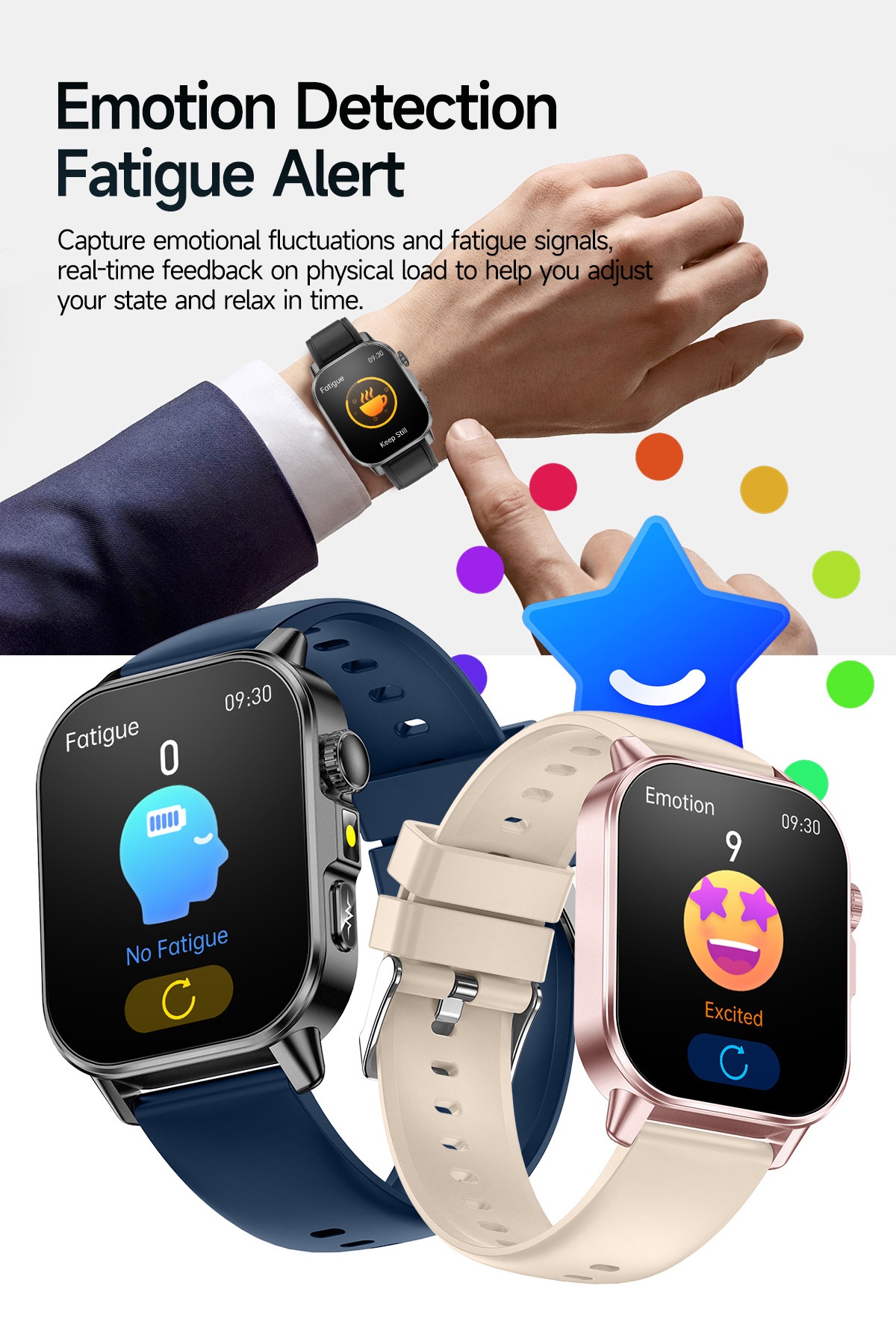 ET571 Health Smart Watch with Square Display, ECG & Bluetooth Calling