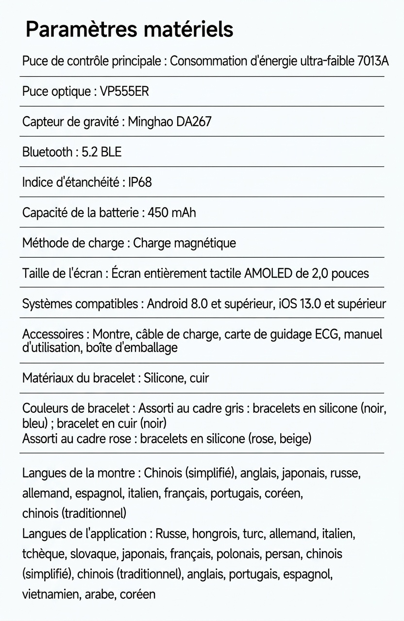 Montre connectée ET571 avec écran carré, ECG et appels Bluetooth