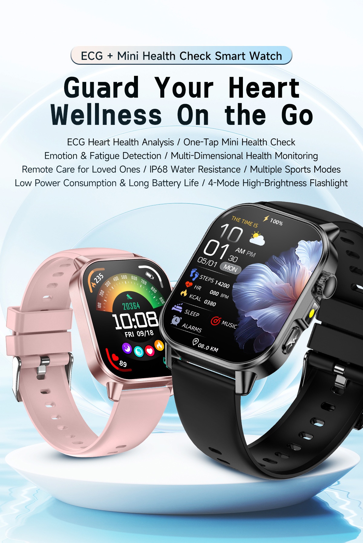ET571 Health Smart Watch with Square Display, ECG & Bluetooth Calling