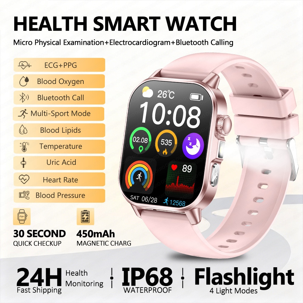 ET571 Health Smart Watch with Square Display, ECG & Bluetooth Calling