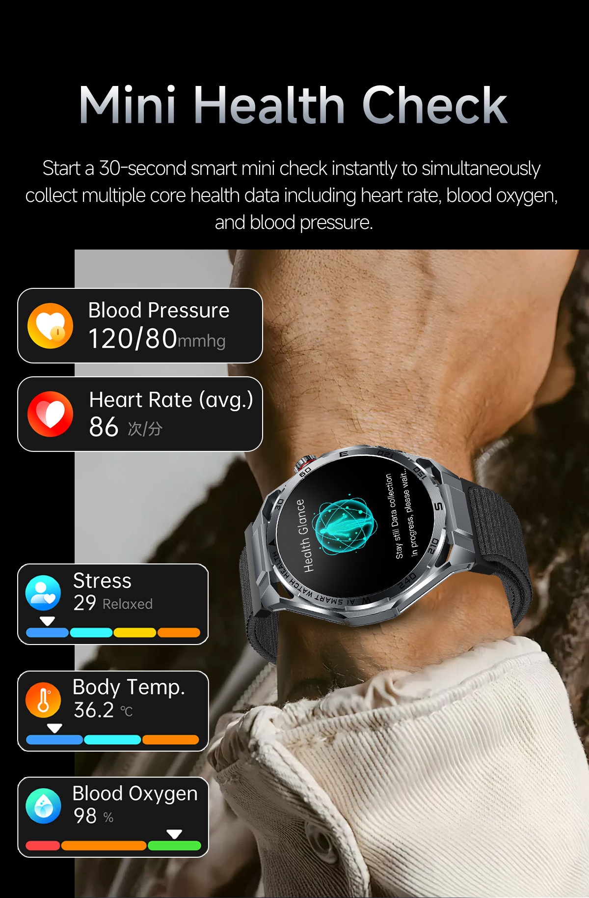 AI ECG Sports Smart Watch with Round Metal Case & Bluetooth Calling