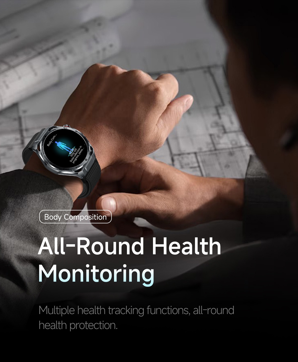 AI ECG Sports Smart Watch with Round Metal Case & Bluetooth Calling