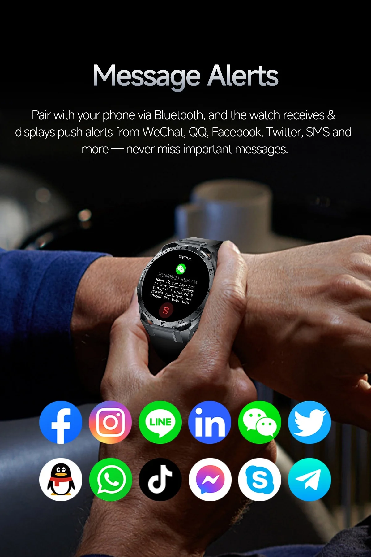 AI ECG Sports Smart Watch with Round Metal Case & Bluetooth Calling