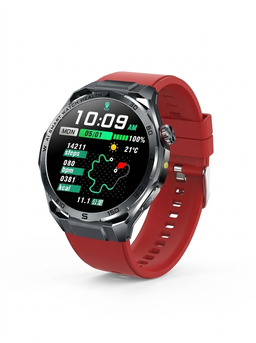 AI ECG Sports Smart Watch with Round Metal Case & Bluetooth Calling