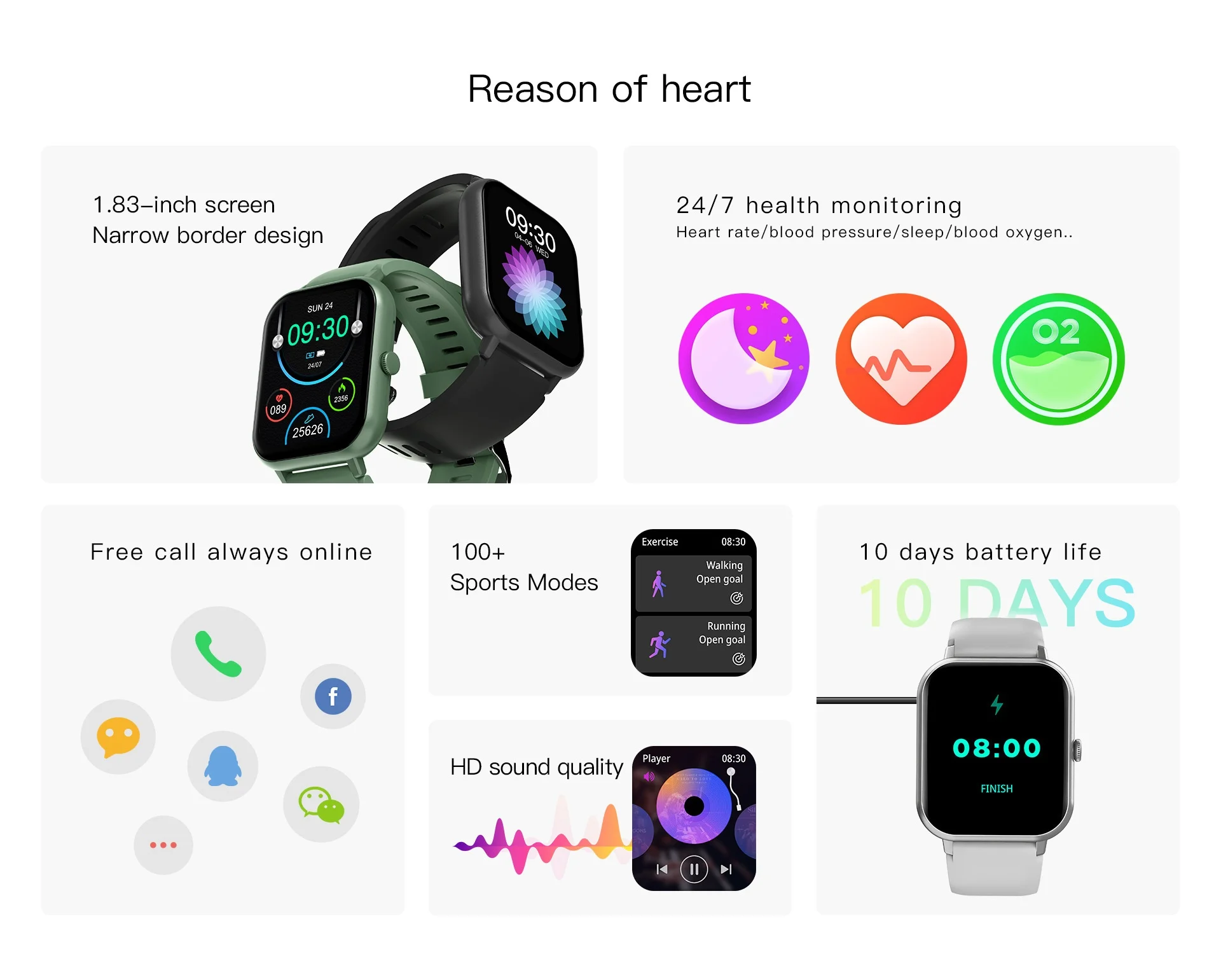 Smart Watch for Men and Women with Square Screen & Bluetooth Calling