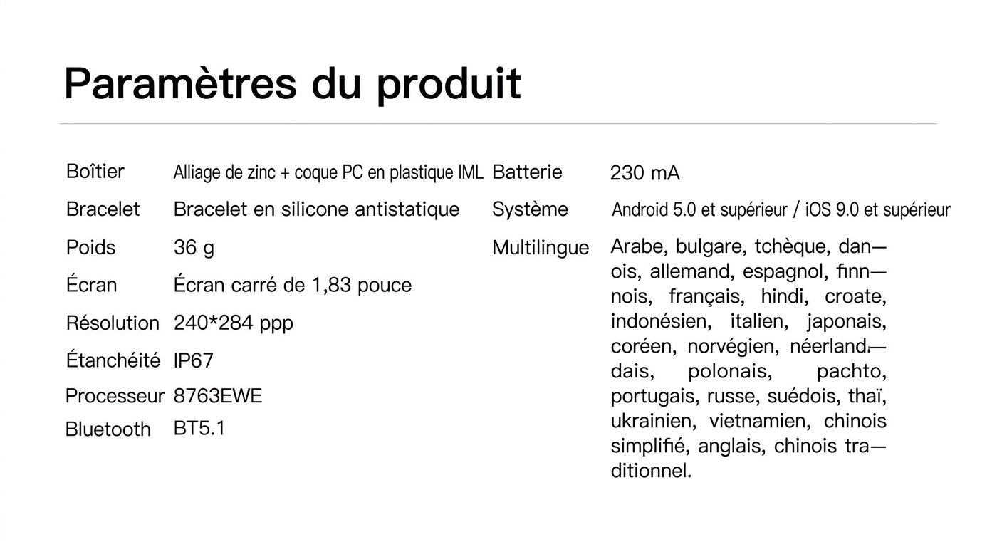 Montre connectée pour hommes et femmes avec écran carré et appels Bluetooth