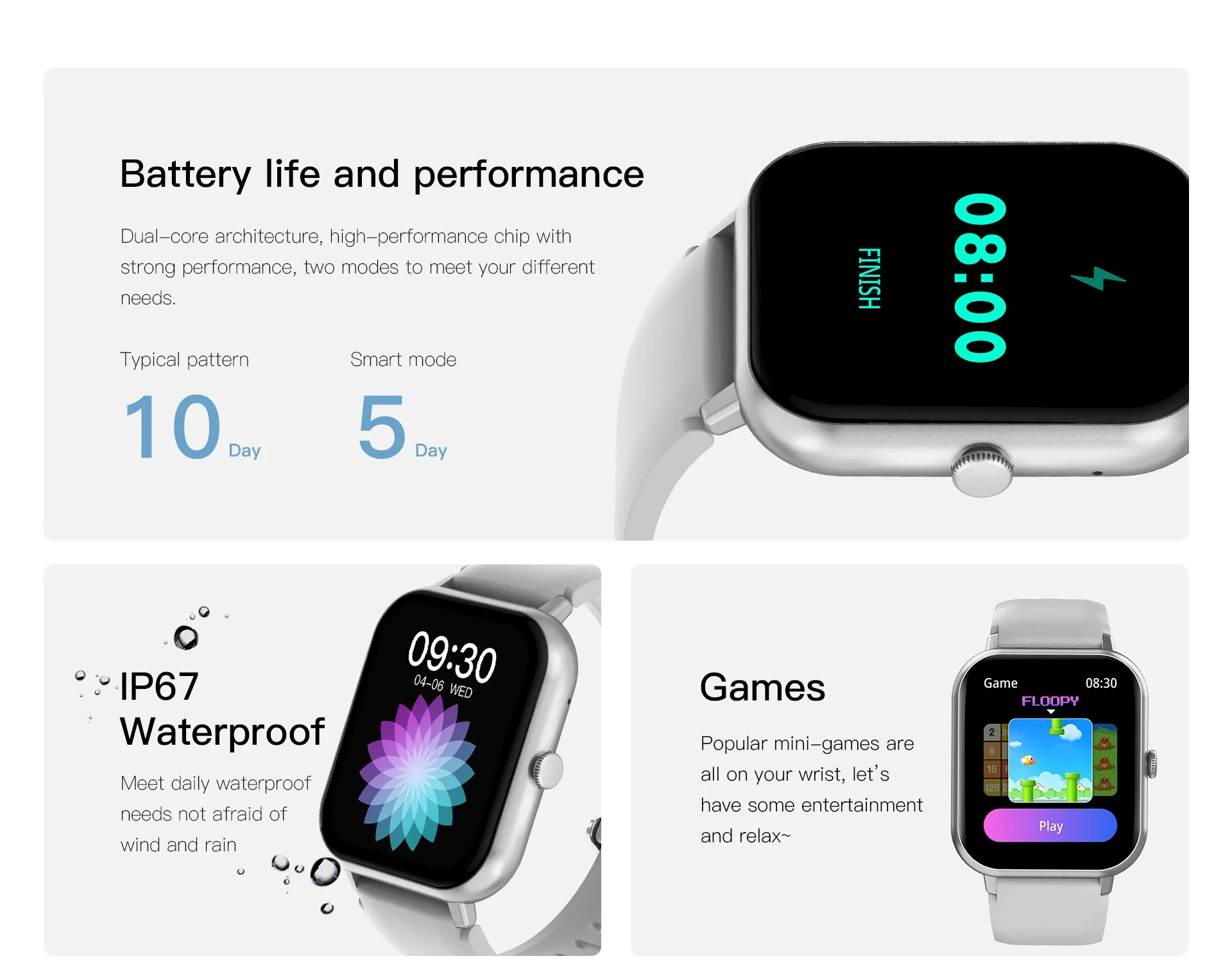 Smart Watch for Men and Women with Square Screen & Bluetooth Calling