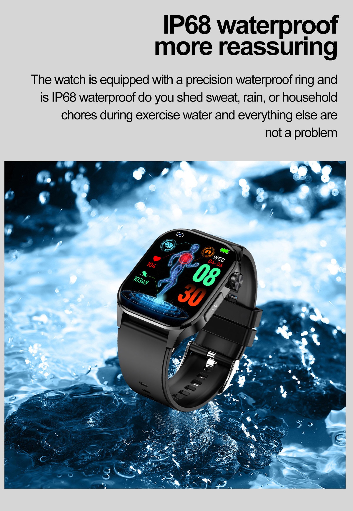 Advanced ECG Smart Watch with Square AMOLED Display & Bluetooth Calling